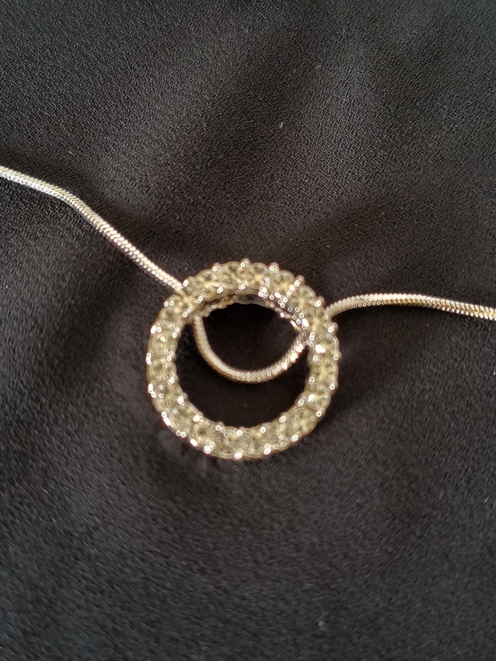 Forever 21 Silver Crystal Circle Pendant Necklace